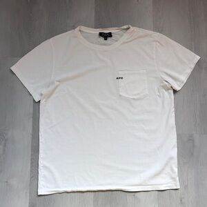 A.P.C. LOGO WHITE LOGO SHIRT CHEST POCKET SHORT SLEEVE CREW MENS MEDIUM